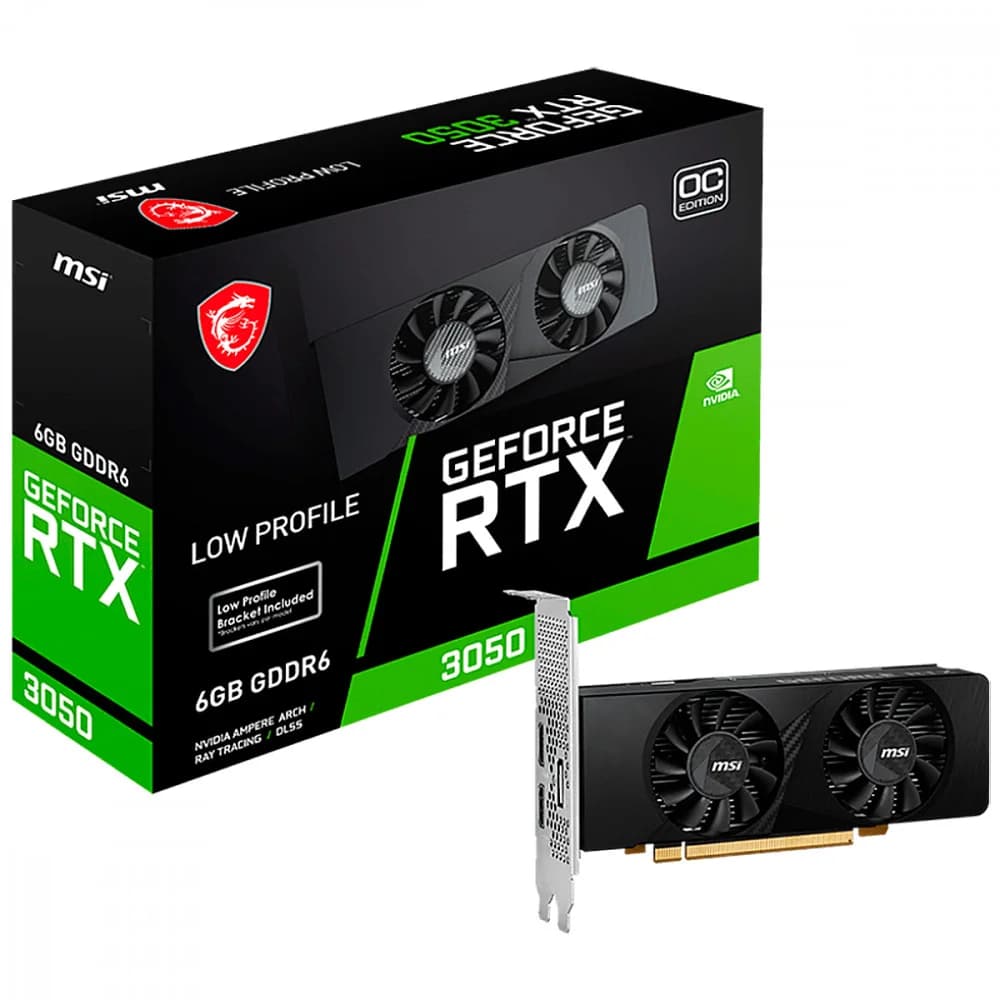 Placa De Vídeo RTX 3050 Msi Geforce, Low Profile, 6GB, GDDR6, 96 Bits - 912-V812-023